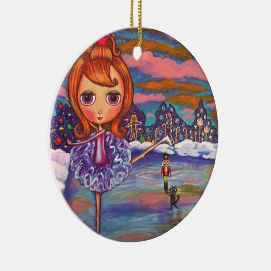 Nutcracker Ballet Black Cat Candy Canes Niedlich Keramik Ornament (Rechts)