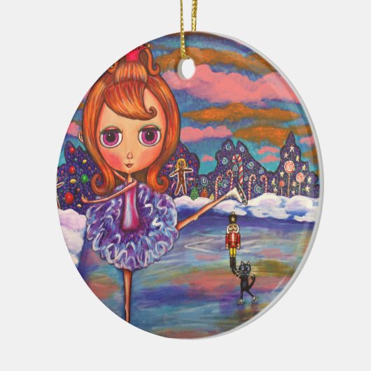 Nutcracker Ballet Black Cat Candy Canes Niedlich Keramik Ornament (Links)