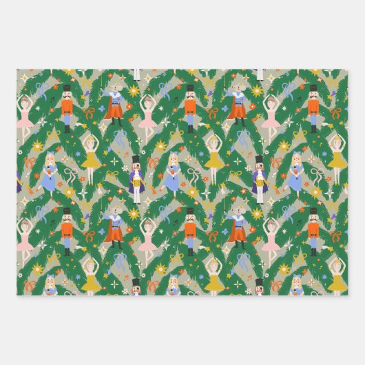 Nutcracker Ballet Bow Royal Christmas Wrapping Geschenkpapier Set (Vorderseite)