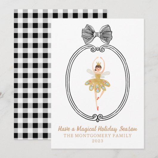 Nutcracker Ballet Bow Wappen Weihnachtskarte Einladung (Vorne/Hinten)