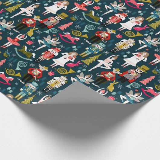 Nutcracker Ballet Characters - Navy Geschenkpapier (Ecke)