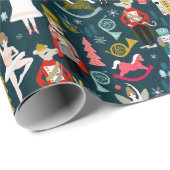Nutcracker Ballet Characters - Navy Geschenkpapier (Rolleneckpunkt)