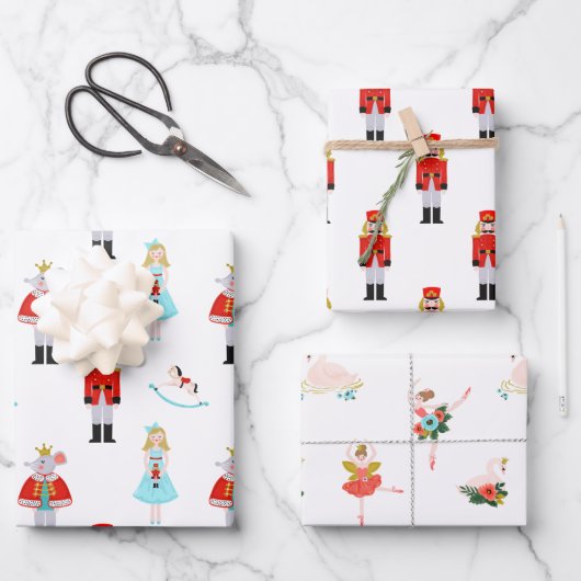 Nutcracker Ballet Charaktere Weihnachten Geschenkpapier Set (Vorderseite)