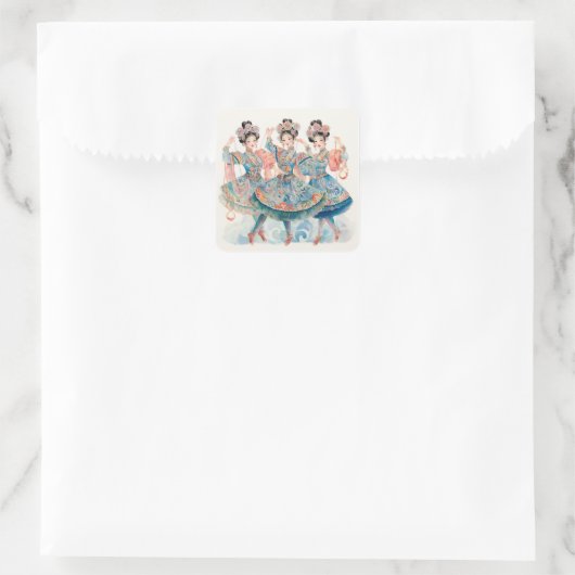 Nutcracker Ballet, Chinese Dancers Quadratischer Aufkleber (Tasche)