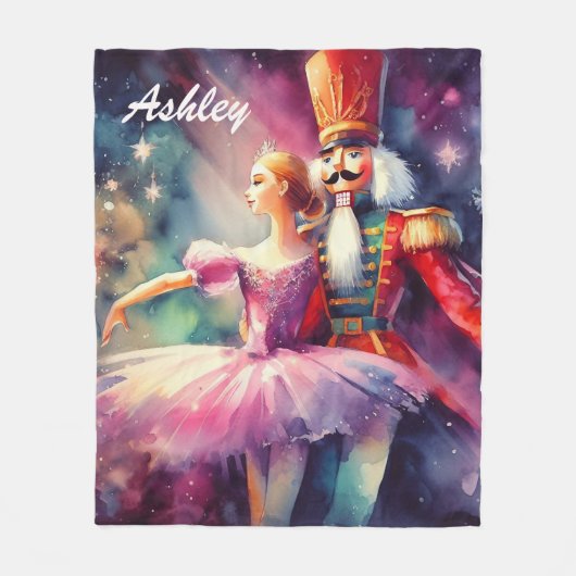 Nutcracker Ballet Christmas Ballerina Personalisie Fleecedecke (Vorderseite)