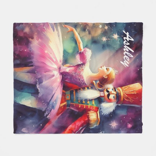 Nutcracker Ballet Christmas Ballerina Personalisie Fleecedecke (Vorderseite (Horizontal))