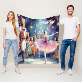 Nutcracker Ballet Christmas Ballerina Personalisie Fleecedecke