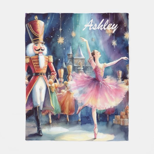 Nutcracker Ballet Christmas Ballerina Personalisie Fleecedecke (Vorderseite)
