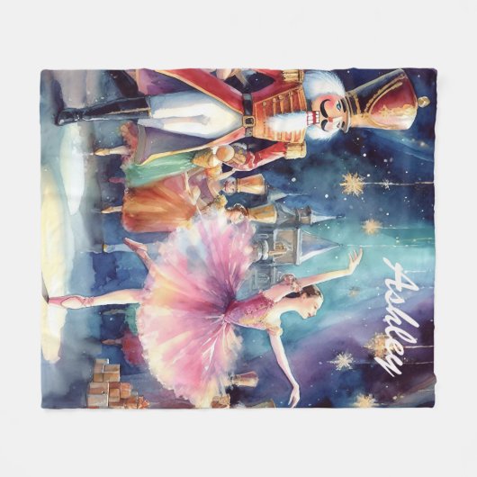 Nutcracker Ballet Christmas Ballerina Personalisie Fleecedecke (Vorderseite (Horizontal))