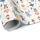 Nutcracker Ballet Christmas Cute Ballerina Holiday Geschenkpapier (Rolleneckpunkt)