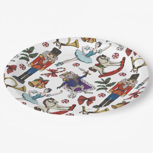 Nutcracker Ballet Christmas Kids Xmas Party Pappteller (Schrägansicht)