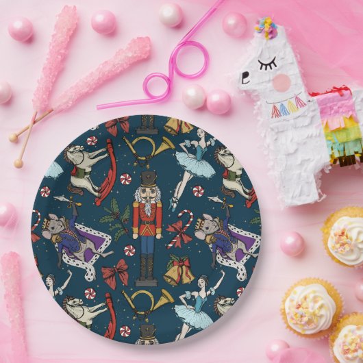 Nutcracker Ballet Christmas Navy Xmas Party Pappteller (Party)