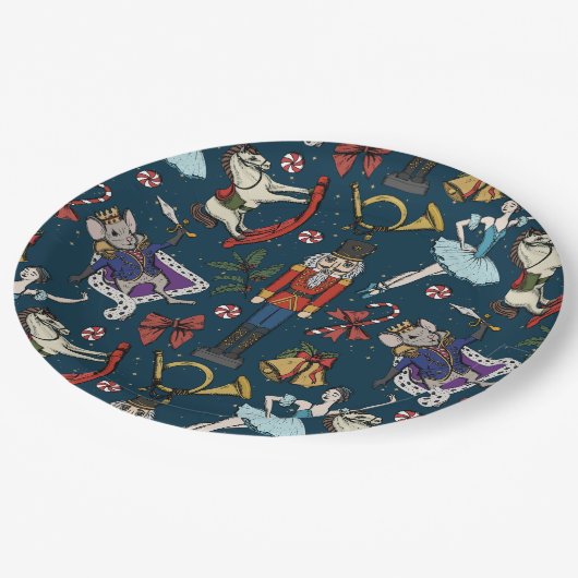 Nutcracker Ballet Christmas Navy Xmas Party Pappteller (Schrägansicht)