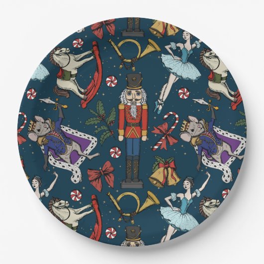 Nutcracker Ballet Christmas Navy Xmas Party Pappteller (Vorderseite)