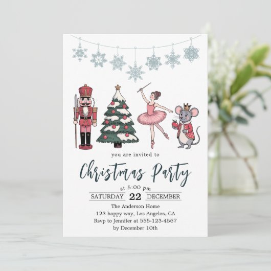 Nutcracker Ballet Christmas Party Invitation Einladung (Stehend Vorderseite)