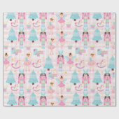 Nutcracker Ballet Christmas Pastel Wrapping Paper Geschenkpapier (Flach)