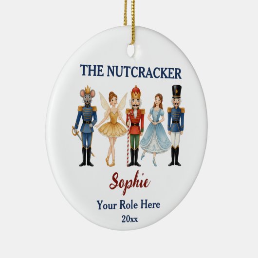 Nutcracker Ballet Custom Name & Role Keramik Ornament (Rechts)