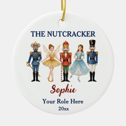 Nutcracker Ballet Custom Name & Role Keramik Ornament (Vorne)