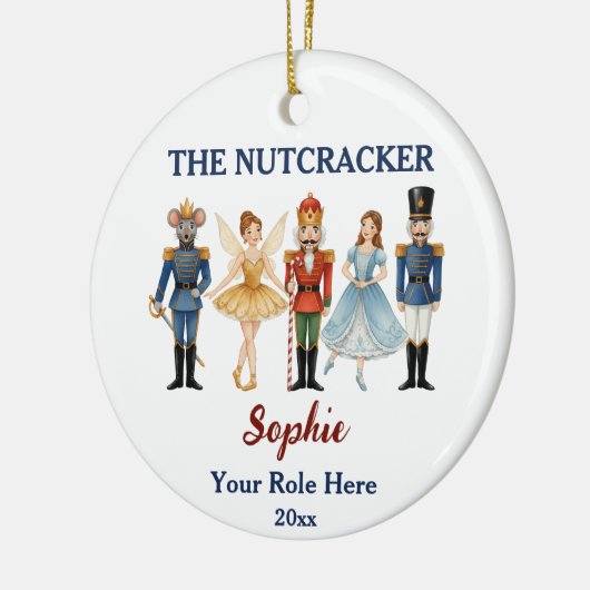 Nutcracker Ballet Custom Name & Role Keramik Ornament (Links)