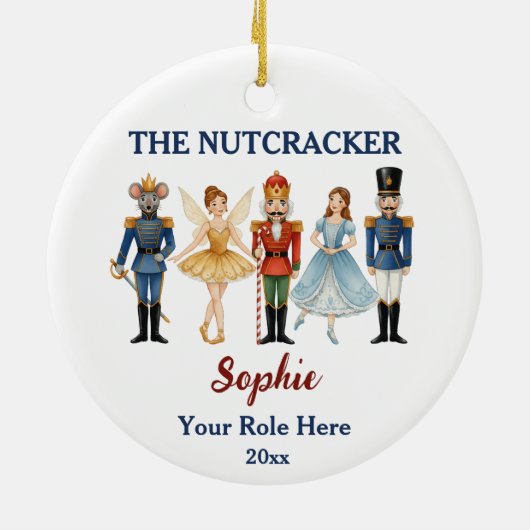 Nutcracker Ballet Custom Name & Role Keramik Ornament (Hinten)