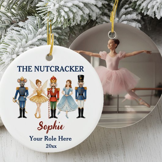 Nutcracker Ballet Custom Name & Role, Photo Keramik Ornament