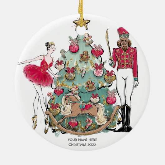 Nutcracker Ballet Dancer Weihnachten Keramik Ornament (Hinten)