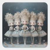 Nutcracker Ballet Fashion-Snowflake Dancers Quadratischer Aufkleber (Vorderseite)