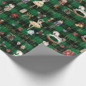 Nutcracker Ballet frohe Weihnachten Grün Kariert Geschenkpapier (Ecke)