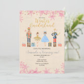 Nutcracker Ballet Geburtstagswinterrosa Einladung (Stehend Vorderseite)