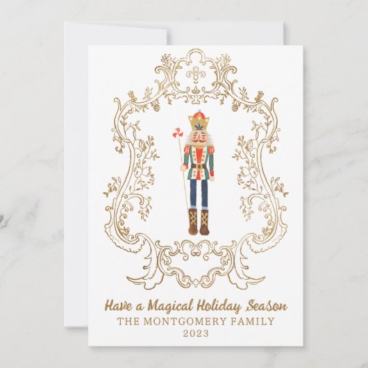 Nutcracker Ballet Gold Wappen Weihnachtskarte Einladung (Vorderseite)