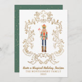 Nutcracker Ballet Gold Wappen Weihnachtskarte Einladung (Vorne/Hinten)