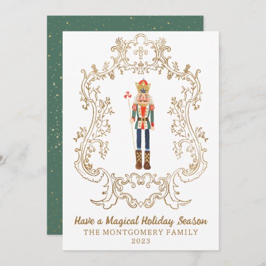 Nutcracker Ballet Gold Wappen Weihnachtskarte Einladung (Vorne/Hinten)