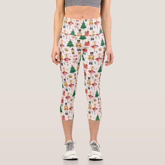 Nutcracker Ballet Holiday Pattern Capri Leggings (Vorderseite)