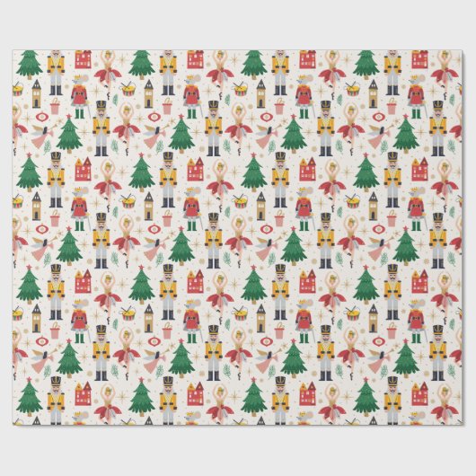 Nutcracker Ballet Holiday Pattern Geschenkpapier (Flach)