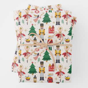 Nutcracker Ballet Holiday Pattern Geschenkpapier Set