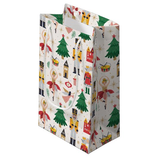 Nutcracker Ballet Holiday Pattern Kleine Geschenktüte (Vorderseite Schrägansicht)
