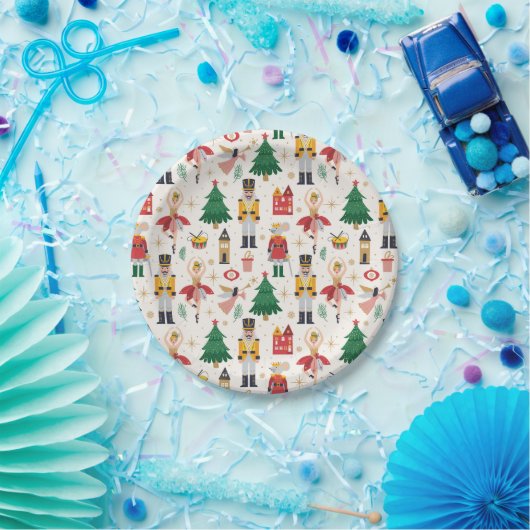 Nutcracker Ballet Holiday Pattern Pappteller (Party)