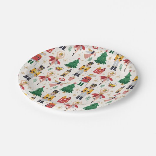 Nutcracker Ballet Holiday Pattern Pappteller (Schrägansicht)