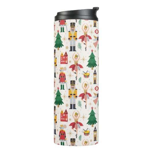 Nutcracker Ballet Holiday Pattern Thermosbecher (Nach links gedreht)