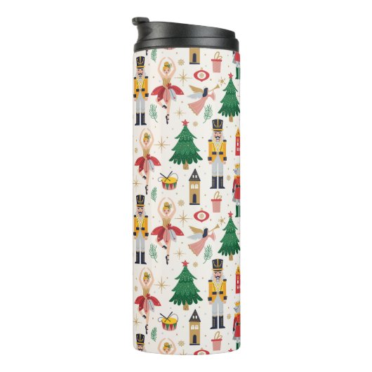 Nutcracker Ballet Holiday Pattern Thermosbecher (Nach rechts gedreht)