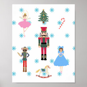 Nutcracker Ballet Illustration Snowflake Malerei Poster