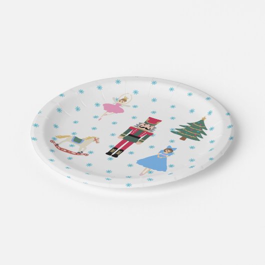 Nutcracker Ballet Illustration Snowflake Napkins Pappteller (Schrägansicht)