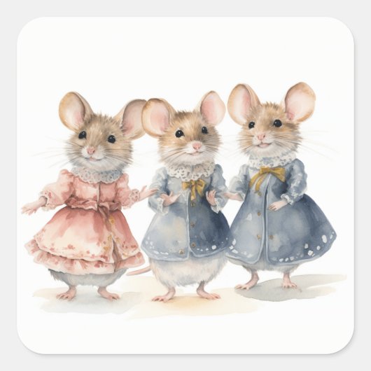Nutcracker Ballet Mice Quadratischer Aufkleber (Vorderseite)