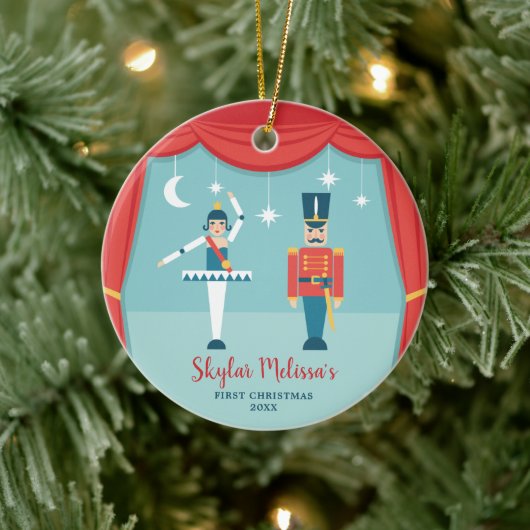 Nutcracker Ballet Personalisiert Baby 1. Weihnacht Keramik Ornament (Baum)