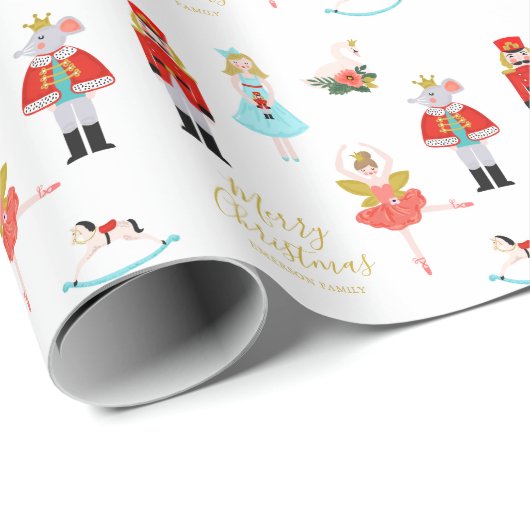 Nutcracker Ballet Personalisiert Weihnachten Geschenkpapier (Rolleneckpunkt)