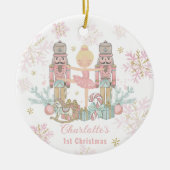 Nutcracker Ballet Pink 1. Weihnachtsbaby Foto Keramik Ornament (Vorne)