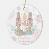 Nutcracker Ballet Pink 1. Weihnachtsbaby Foto Keramik Ornament (Links)