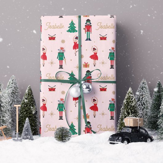 Nutcracker Ballet Pink Individuelle Name Weihnacht Geschenkpapier