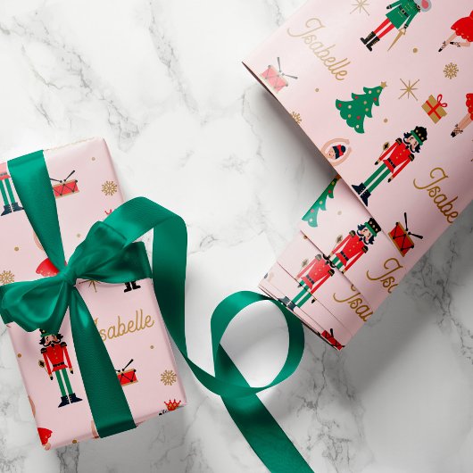 Nutcracker Ballet Pink Individuelle Name Weihnacht Geschenkpapier