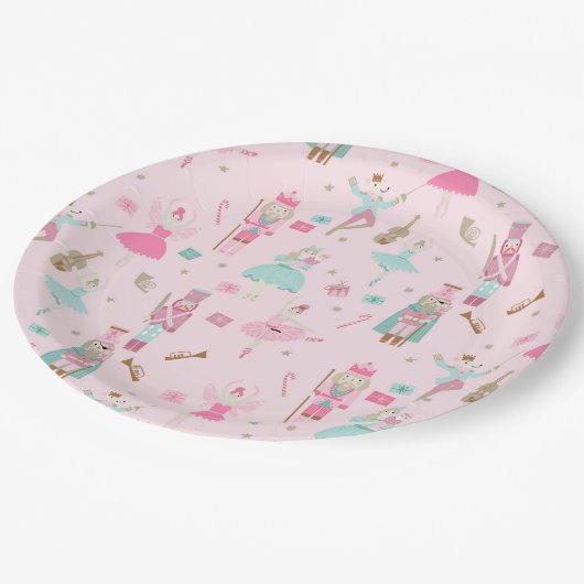Nutcracker Ballet Pink Weihnachten Pappteller (Schrägansicht)